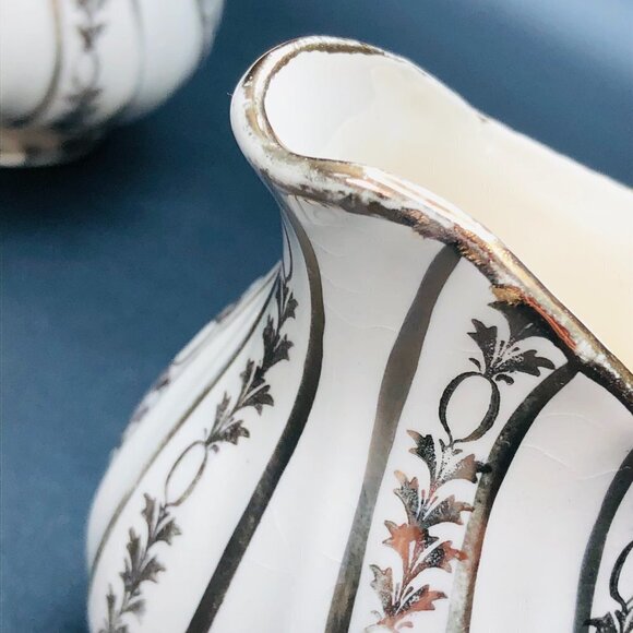 Sadler England Golden Swirl Garland Creamer Open Sugar Bowl Set Christmas Table - Picture 5 of 11